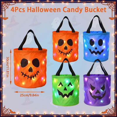 Lumi Loot Glow Haul Buckets – LED Light-Up Halloween Candy Bags