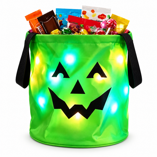 Lumi Loot Glow Haul Buckets – LED Light-Up Halloween Candy Bags