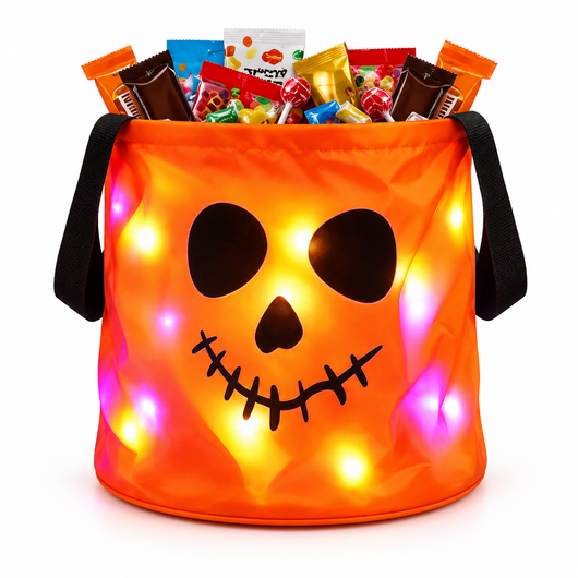 Lumi Loot Glow Haul Buckets – LED Light-Up Halloween Candy Bags
